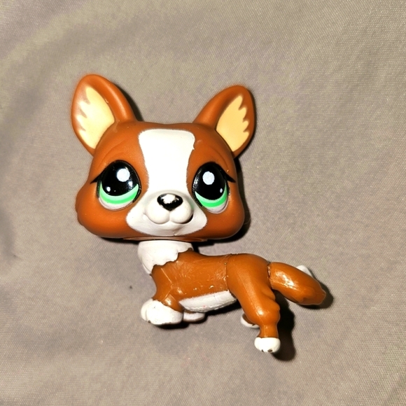 Authentic Littlest Pet Shop #2150 Brown white corgi dog - Picture 1 of 3